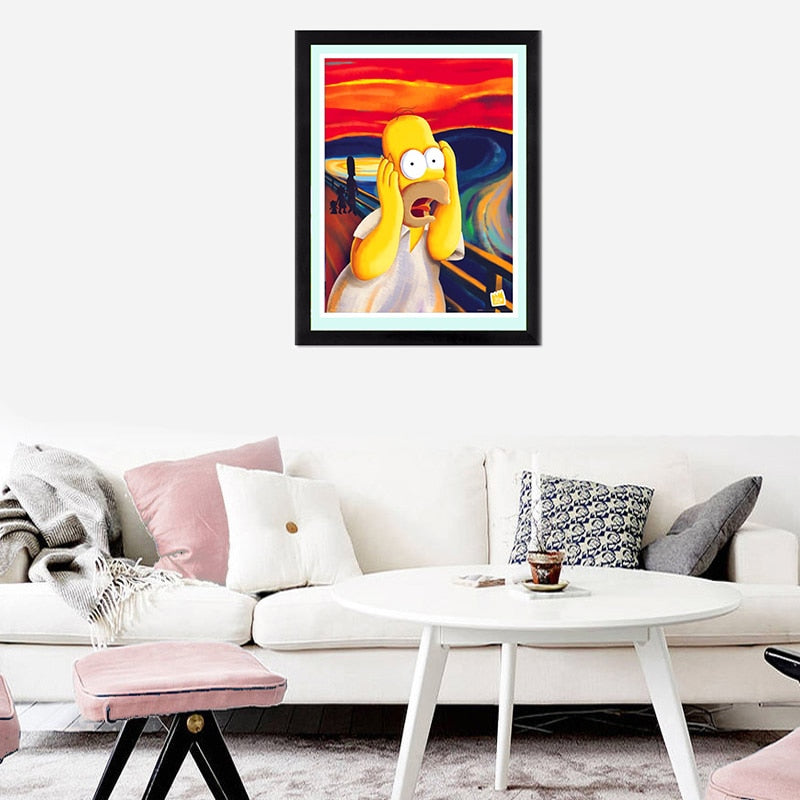 FGHGF Screech Homer Simpson Figure Canvas Art Print Painting Poster Wall Pictures For  Decoration Home Decor  Silk Fabric